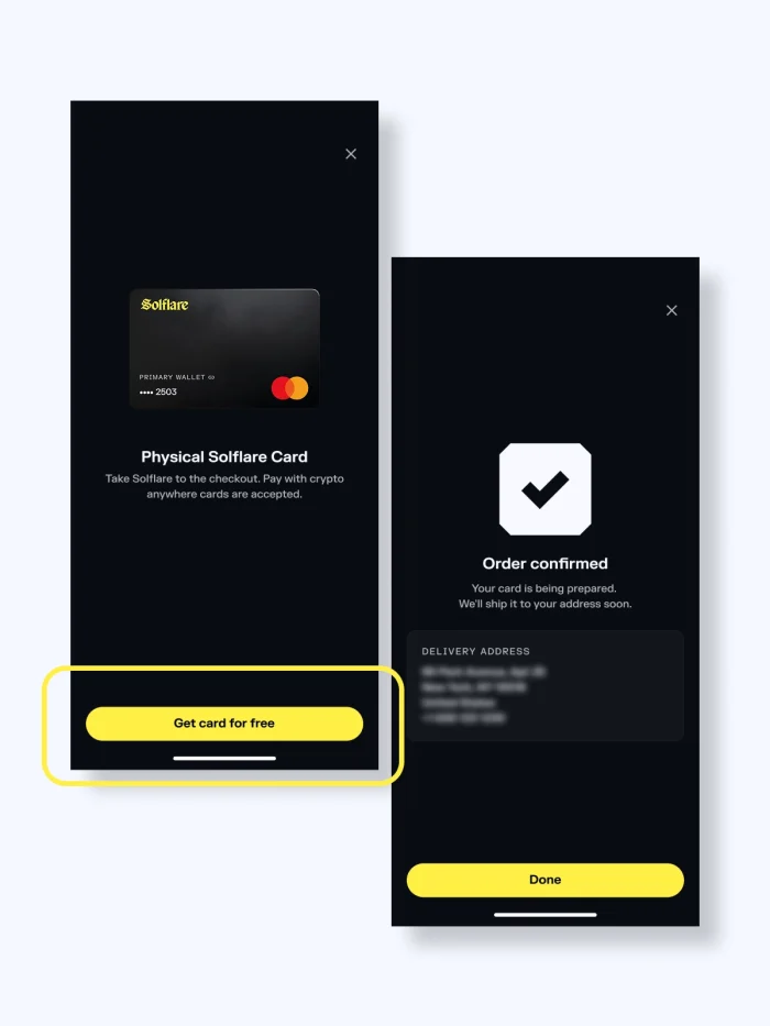 ordering a physical solflare card