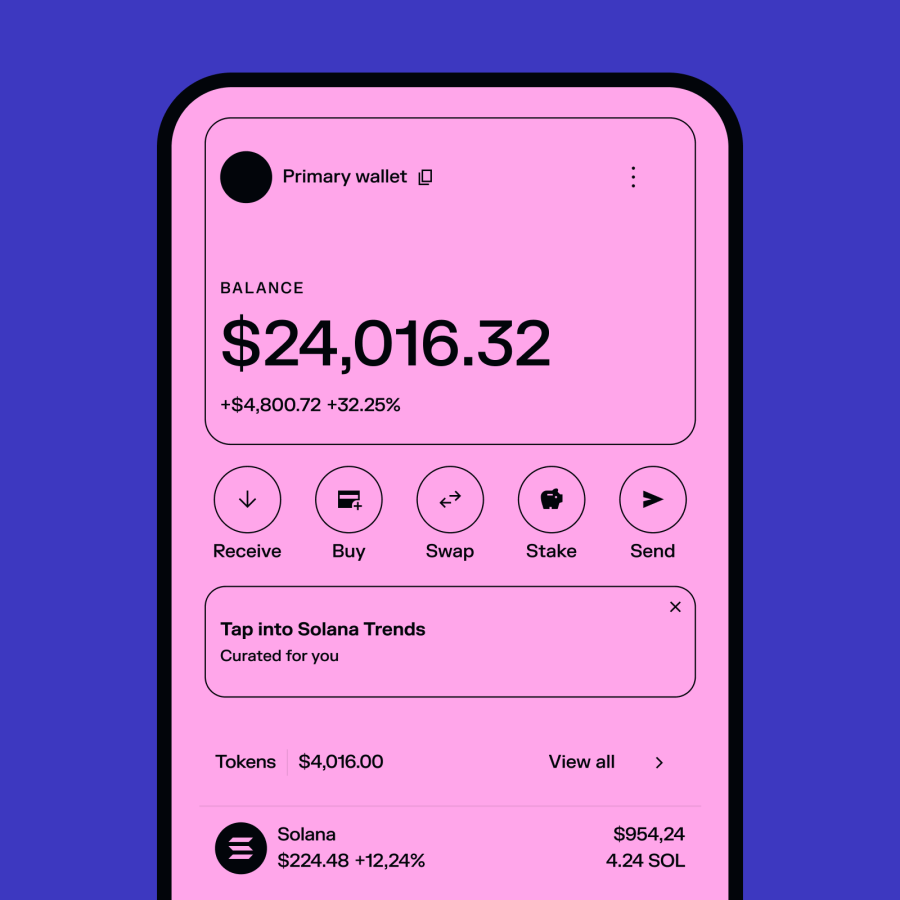 homescreen of a crypto wallet