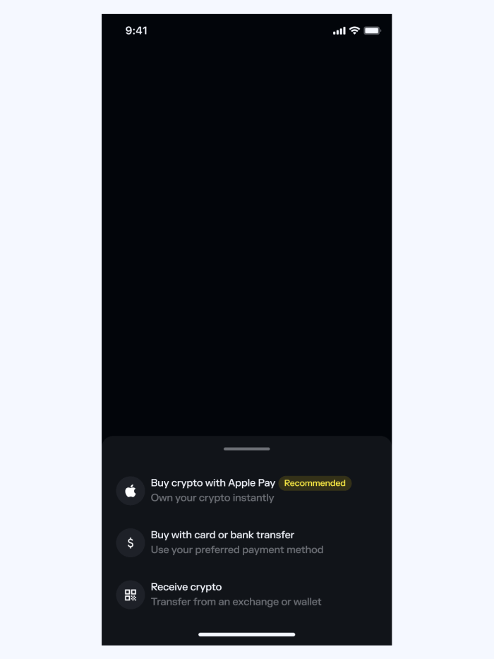 crypto buying methods in the solflare wallet