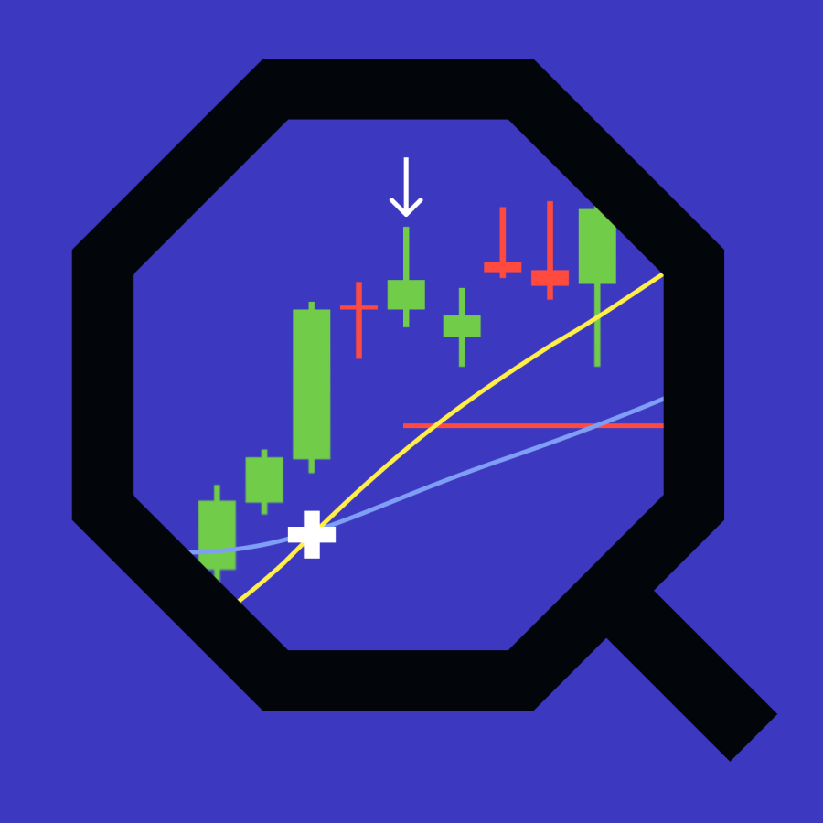 magnifying glass over charts