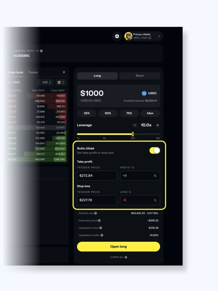 how to trade perpetual futures in solflare web step 5