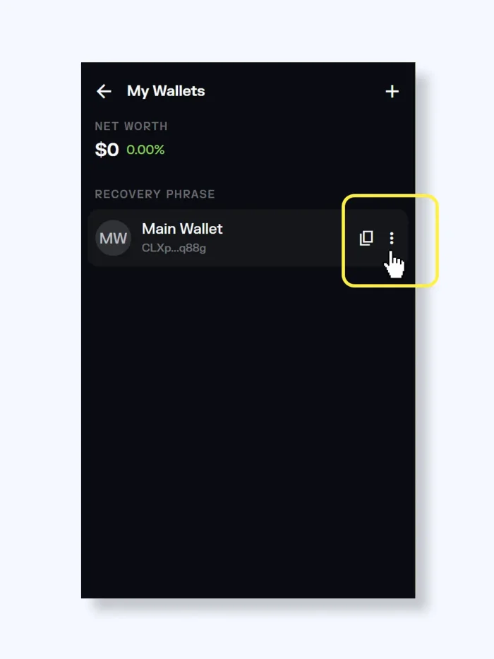 Solflare web extension screenshot three dots