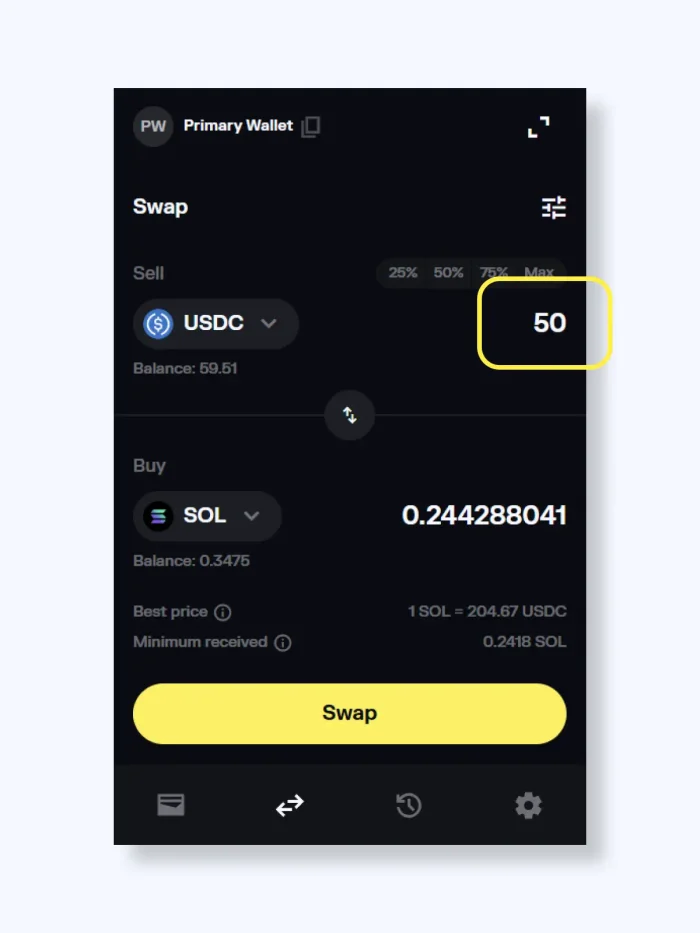 Como trocar tokens com a Solflare