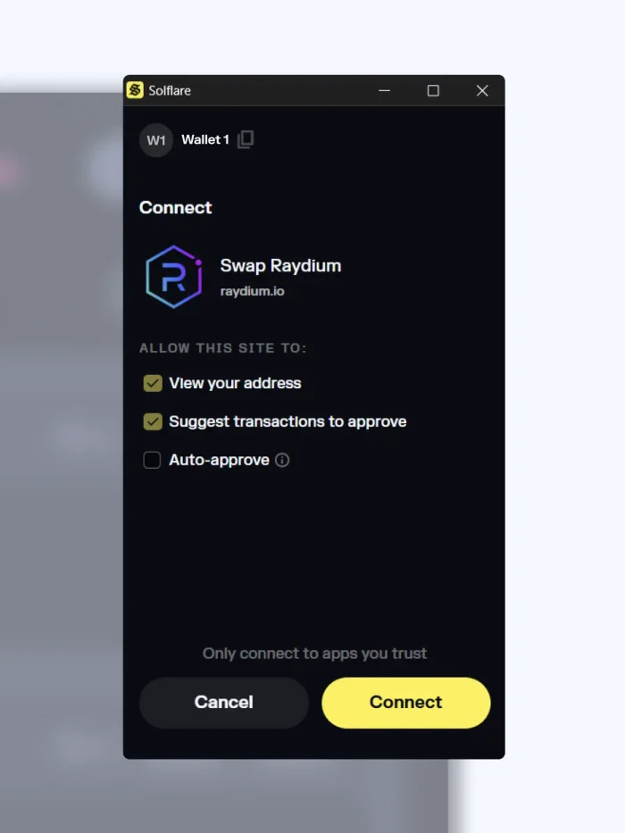 Approving connection to a dApp