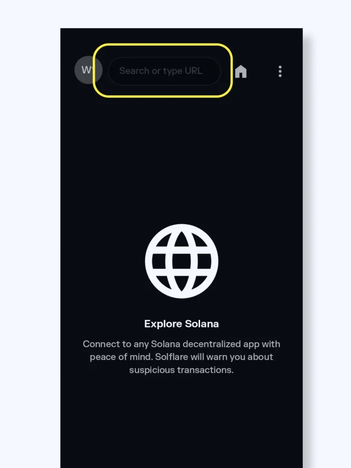 browsing for a dApp in Solflare
