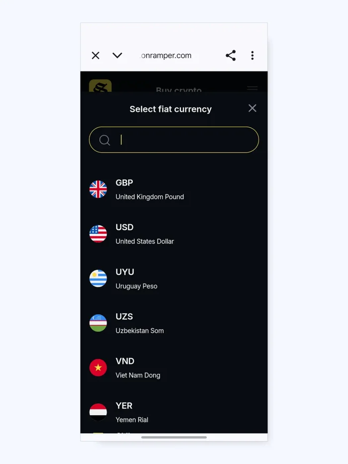 token list in Solflare mobile app